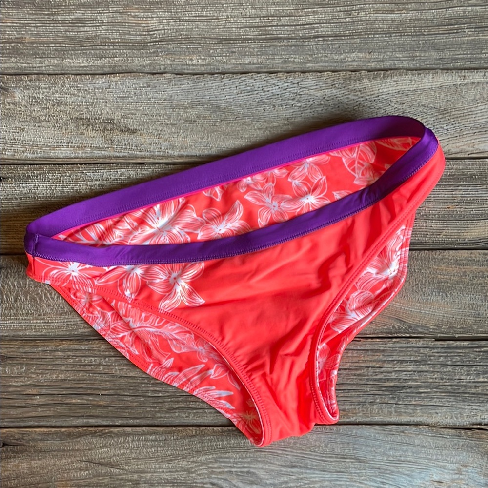 Athleta Women's Reversible Floral Swim Bottom - Red and Purple